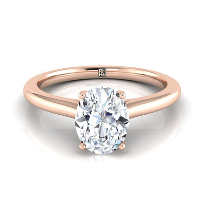 Pinched Cathedral Solitaire Oval, in 14K Rose Gold, prong setting | RockHer
