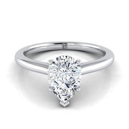 Pinched Cathedral Solitaire Pear Shape, in 18K White Gold, prong setting | RockHer