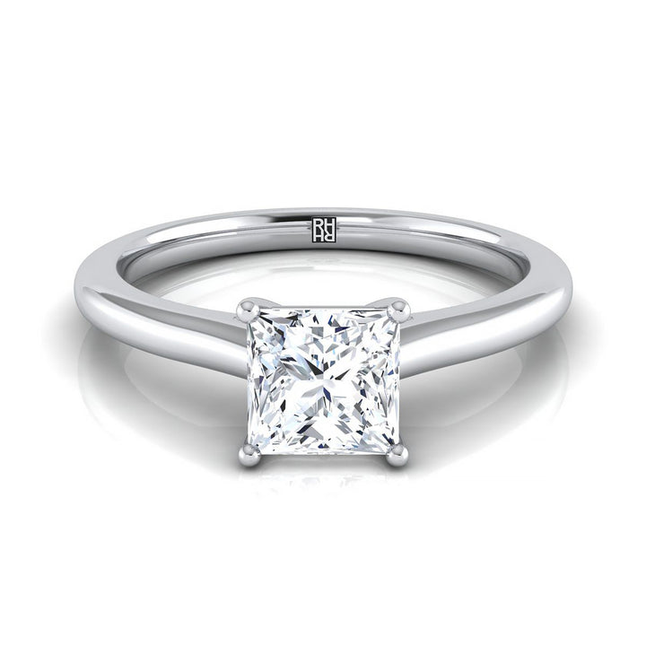 Pinched Cathedral Solitaire Princess, in Platinum, prong setting | RockHer