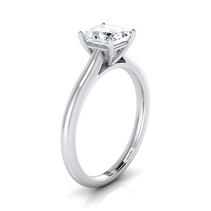 Pinched Cathedral Solitaire Princess, in 18K White Gold, prong setting – side profile | RockHer