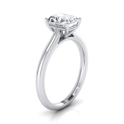 Pinched Cathedral Solitaire Radiant, in Platinum, prong setting – side profile | RockHer