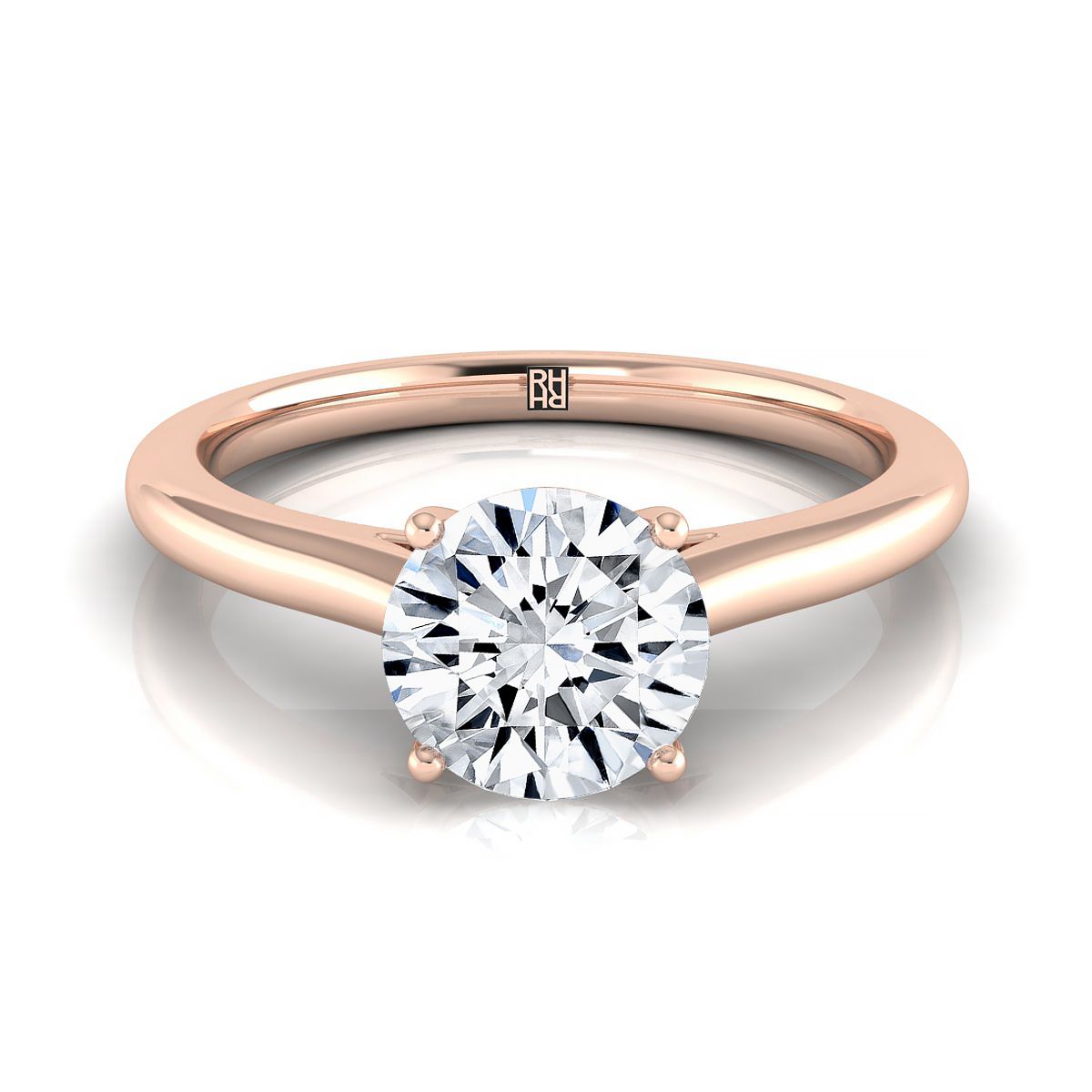 The Gladys round engagement ring setting in 14K Rose Gold | RockHer