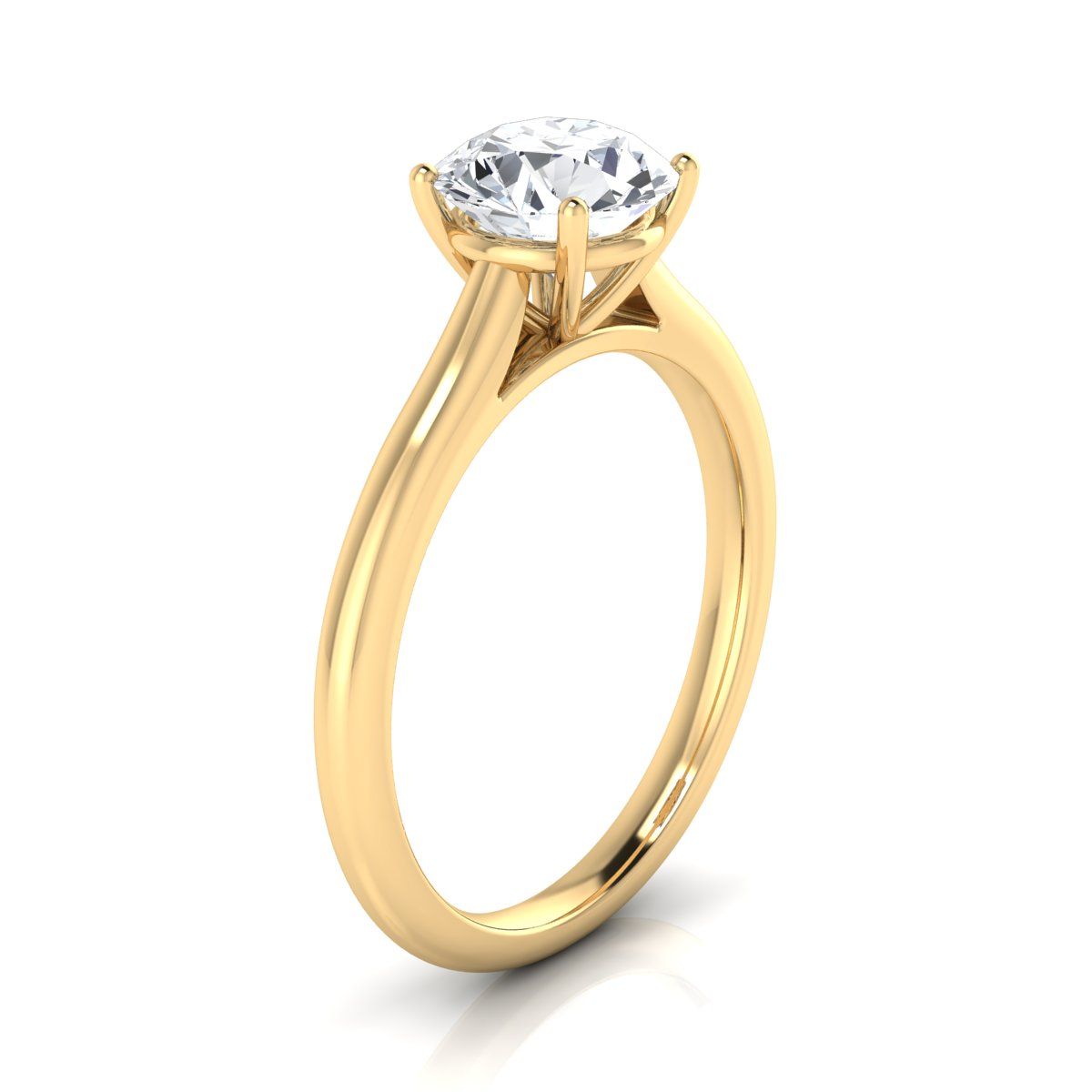 RockHer atelier photo of The Gladys round engagement ring setting in 18K Yellow Gold