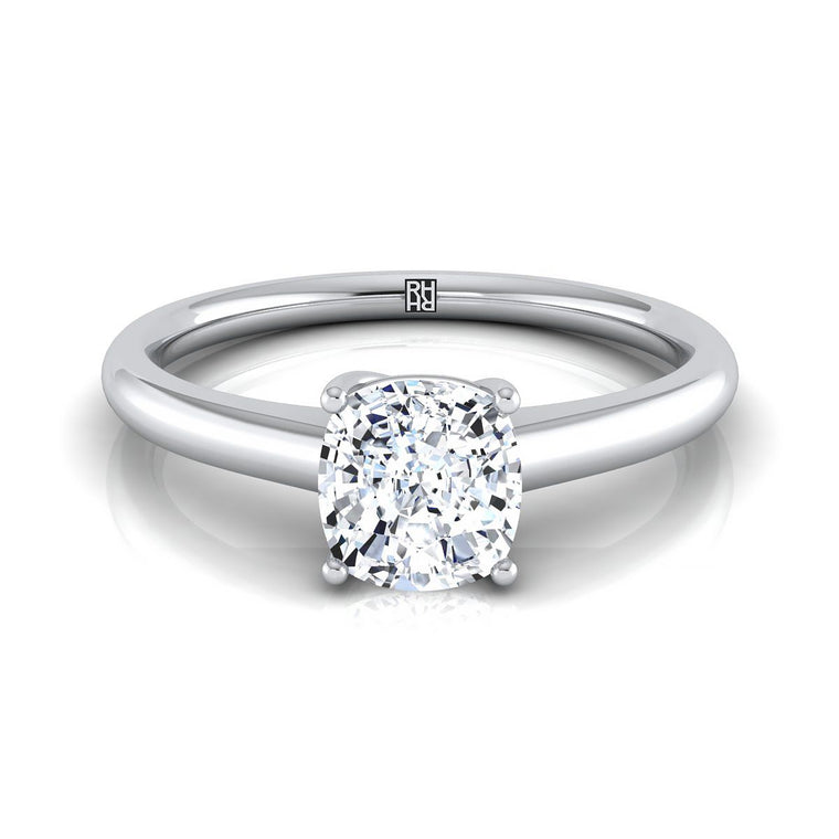 The Viola Select Solitaire Cushion Cut Lab Diamond Engagement Ring in 18K White Gold
