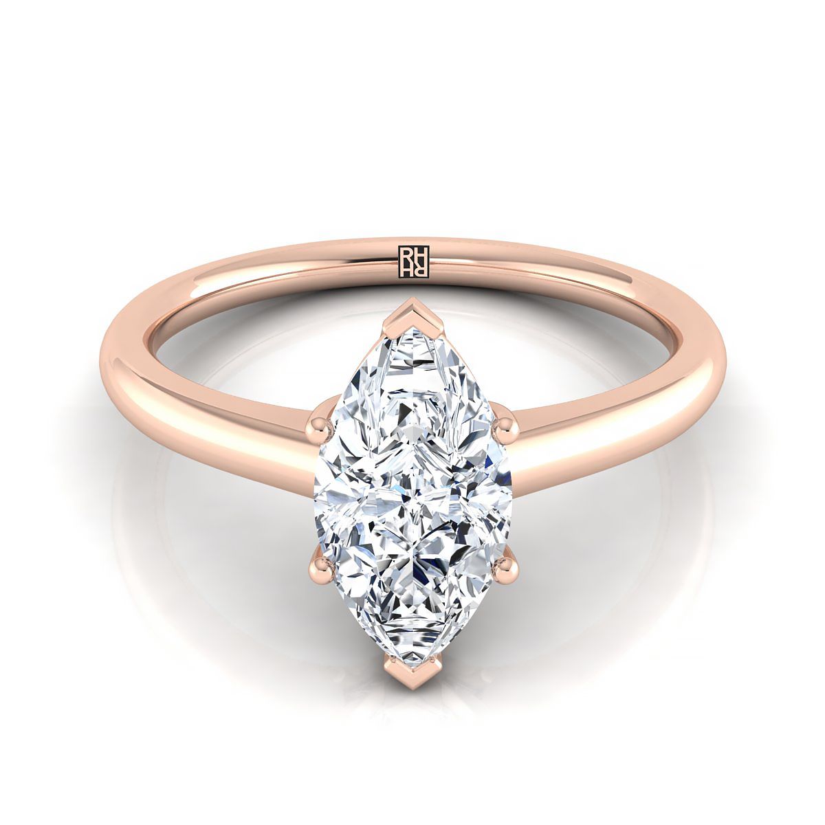 The Viola marquise engagement ring setting in 14K Rose Gold | RockHer