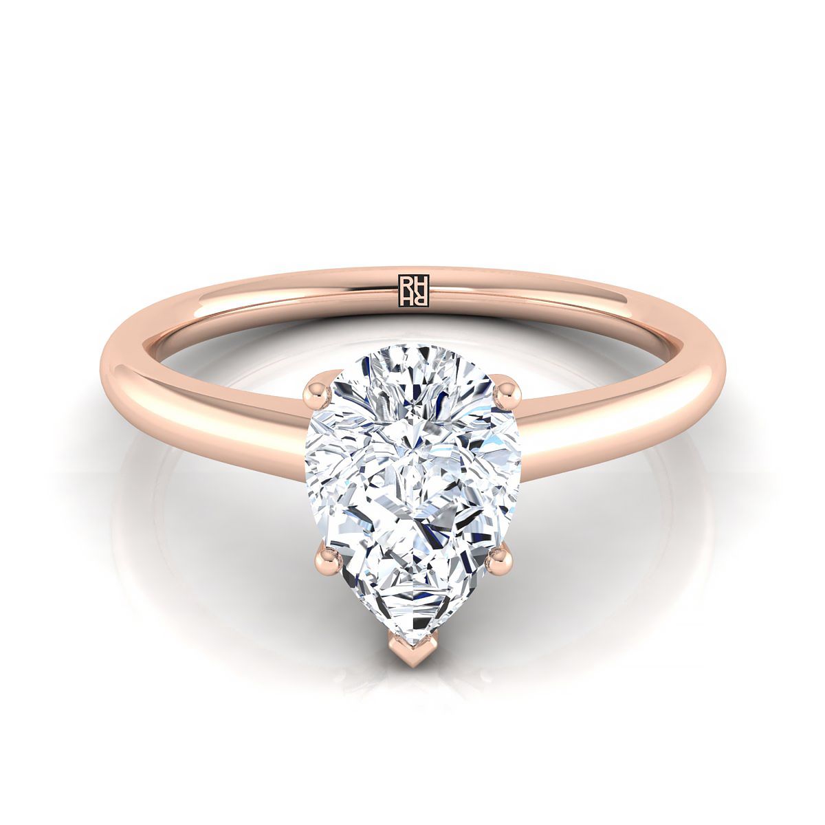 The Viola pear engagement ring setting in 14K Rose Gold | RockHer