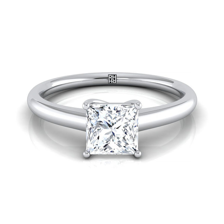 The Viola Contemporary Comfort Fit Flat Shank Solitaire Princess Cut Engagement Ring Setting in Platinum