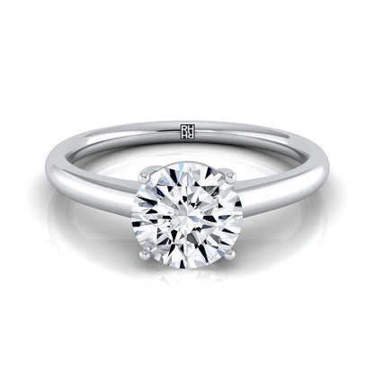 Round Brilliant, Contemporary Comfort Fit Flat Shank Solitaire, in Platinum, prong setting | RockHer