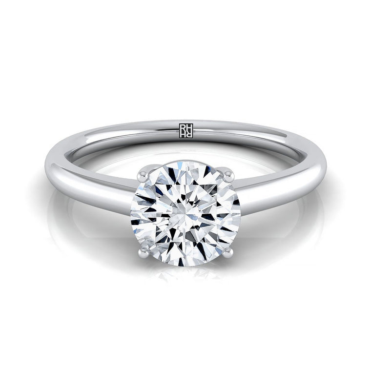 The Viola Contemporary Comfort Fit Flat Shank Solitaire Round Engagement Ring Setting in Platinum