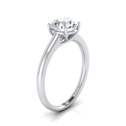 Round Brilliant, Contemporary Comfort Fit Flat Shank Solitaire, in 18K White Gold, prong setting – side profile | RockHer