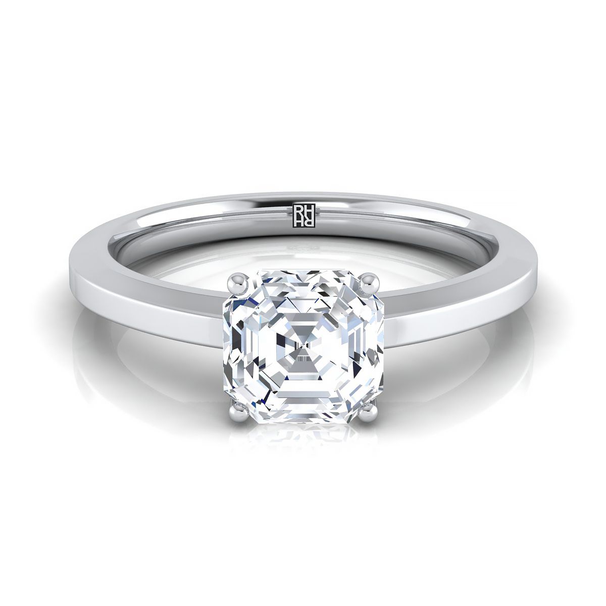 The Carmen asscher engagement ring setting in 18K White Gold | RockHer