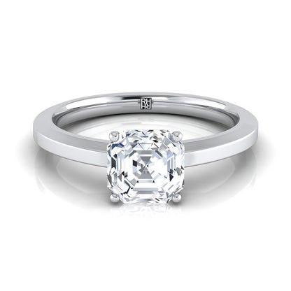 Beveled Edge Comfort Fit Solitaire Asscher, in Platinum, prong setting | RockHer