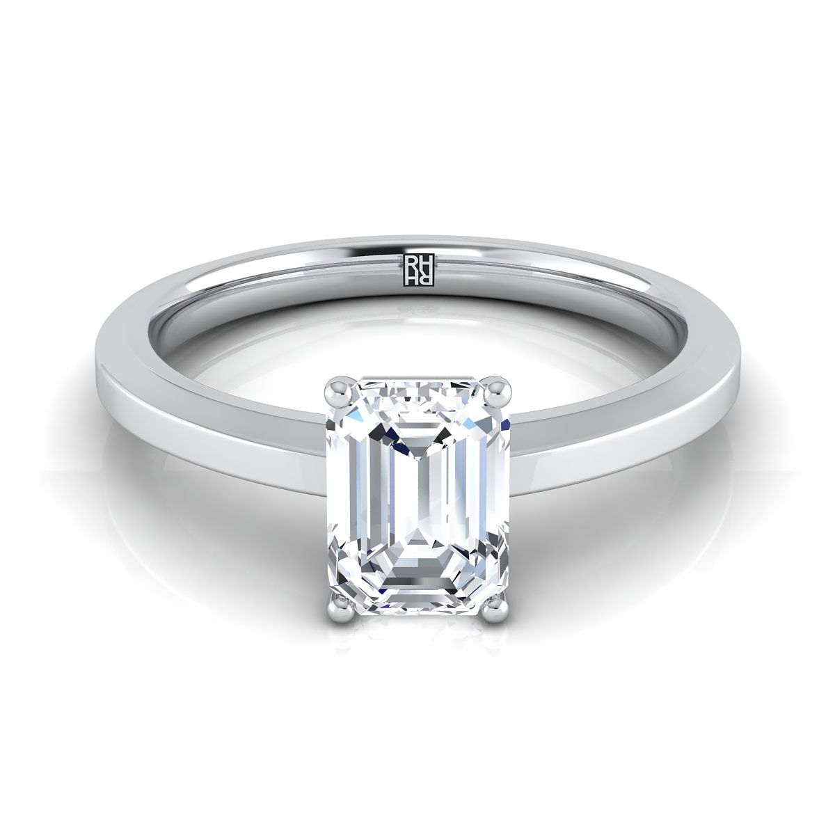 The Carmen emerald engagement ring setting in 18K White Gold | RockHer