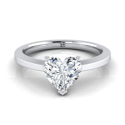 Beveled Edge Comfort Fit Solitaire Heart Shape, in Platinum, prong setting | RockHer