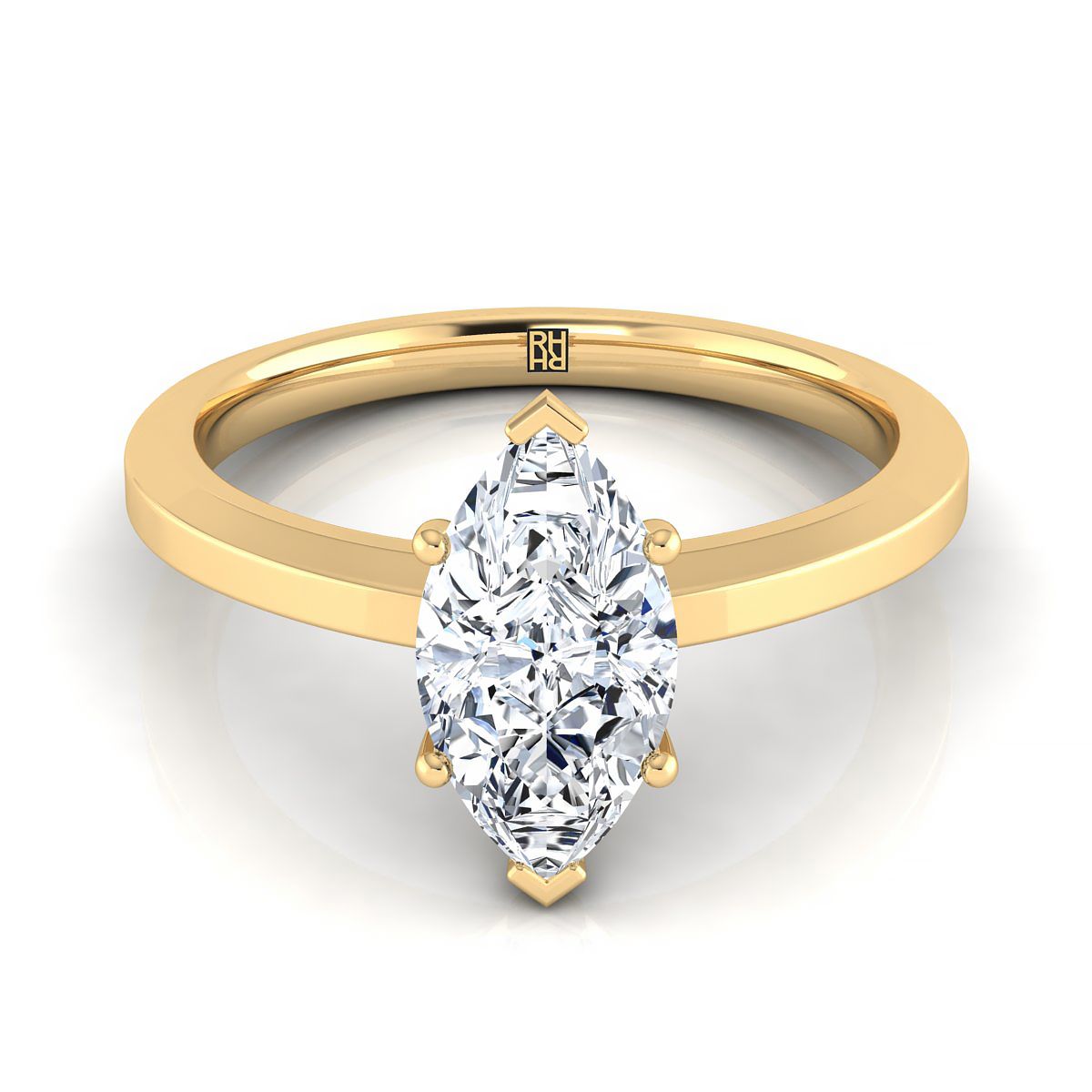 The Carmen marquise engagement ring setting in 18K Yellow Gold | RockHer