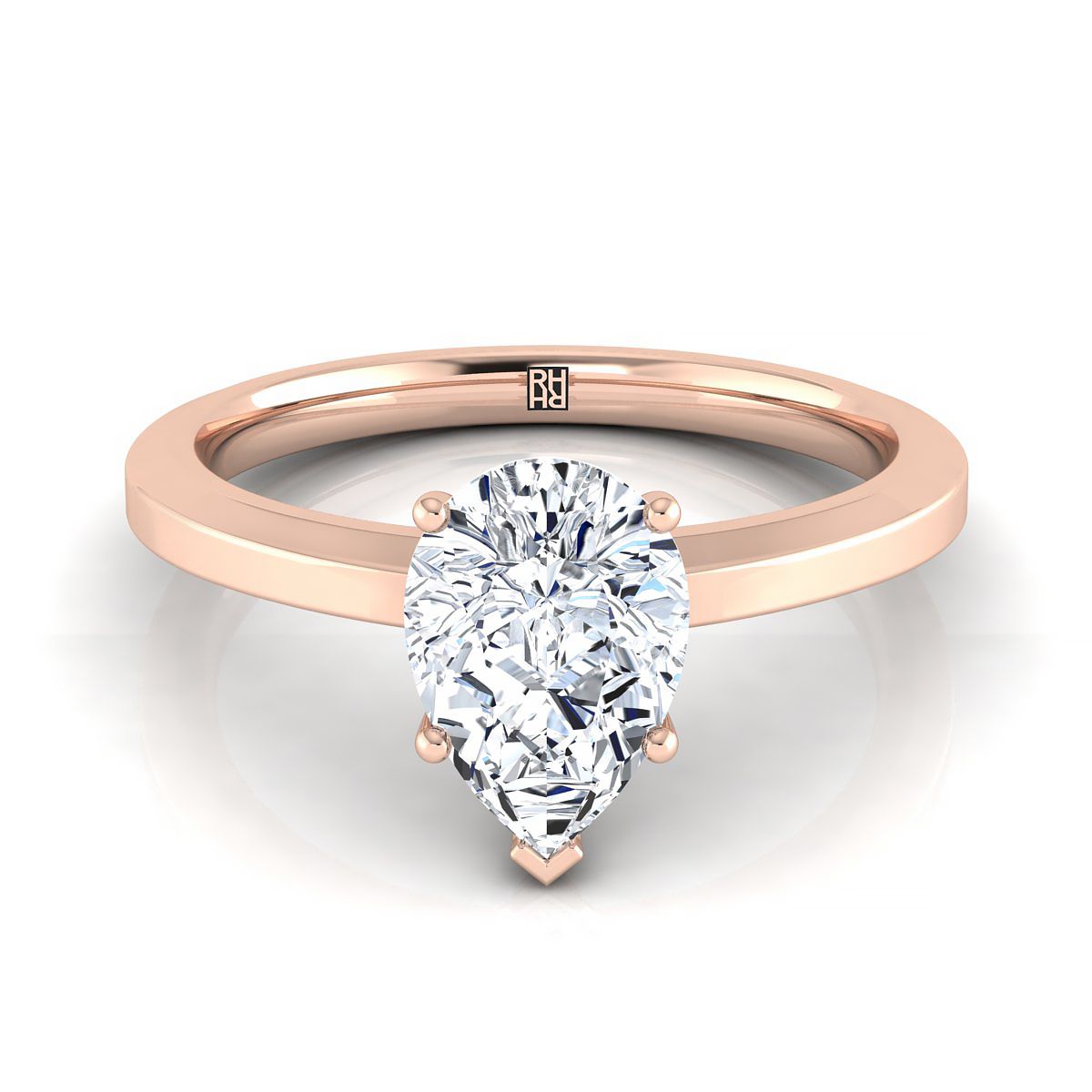 The Carmen pear engagement ring setting in 14K Rose Gold | RockHer