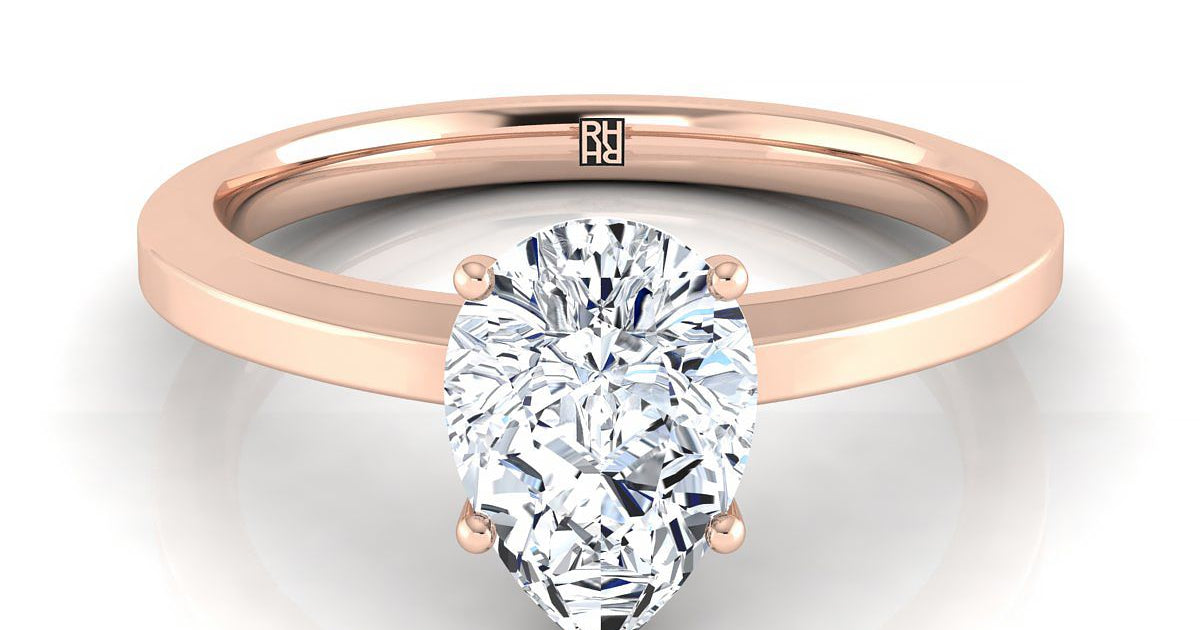 Carmen beveled edge comfort fit solitaire | 14K Rose Gold | RockHer