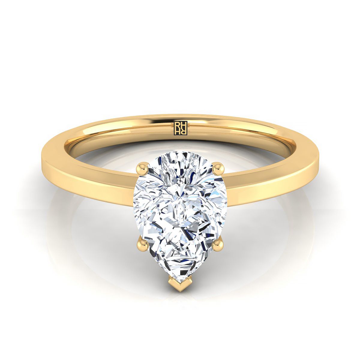 The Carmen pear engagement ring setting in 18K Yellow Gold | RockHer