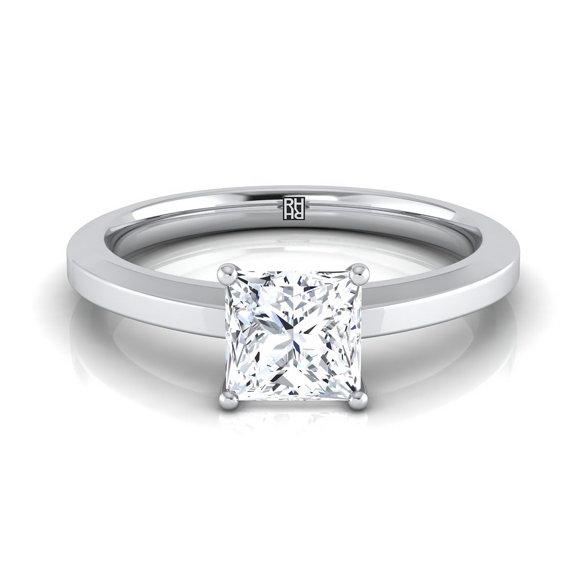 The Carmen princess engagement ring setting in 18K White Gold | RockHer