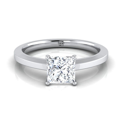 Beveled Edge Comfort Fit Solitaire Princess, in Platinum, prong setting | RockHer
