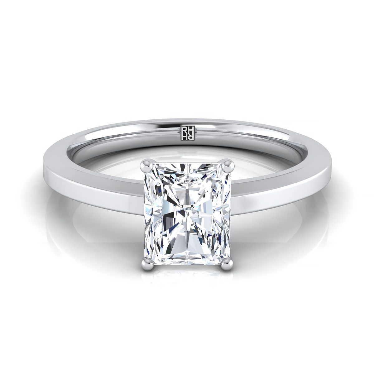 The Carmen radiant engagement ring setting in Platinum | RockHer