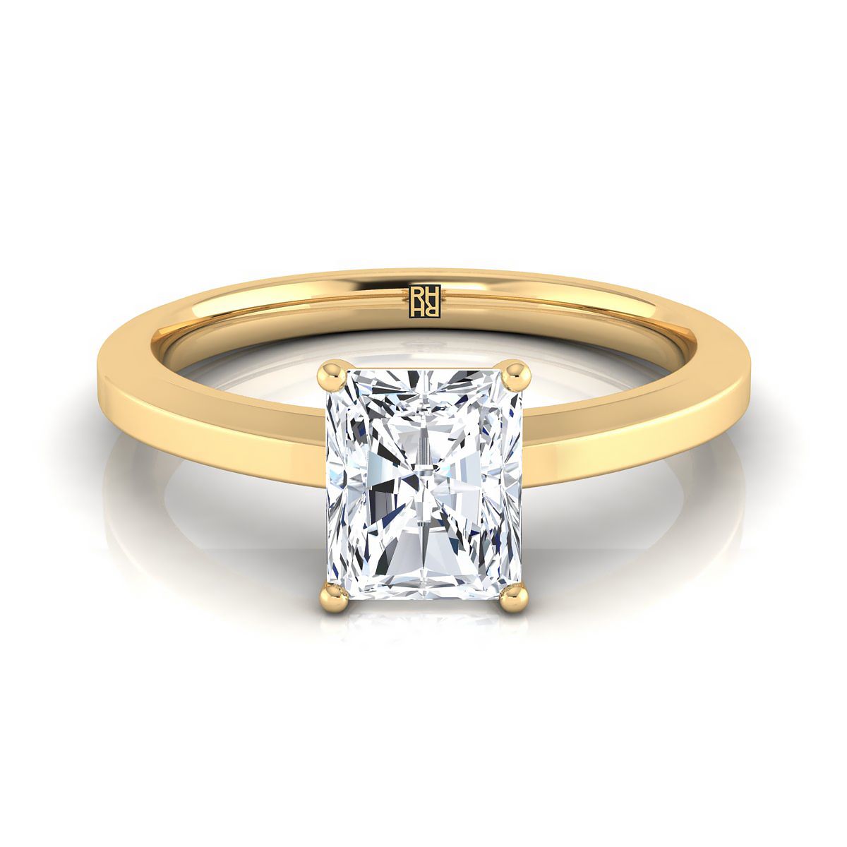 The Carmen radiant engagement ring setting in 18K Yellow Gold | RockHer