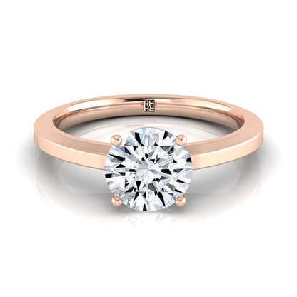 Round Brilliant, Beveled Edge Comfort Fit Solitaire, in 14K Rose Gold, prong setting | RockHer