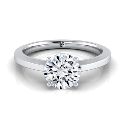 Round Brilliant, Beveled Edge Comfort Fit Solitaire, in Platinum, prong setting | RockHer