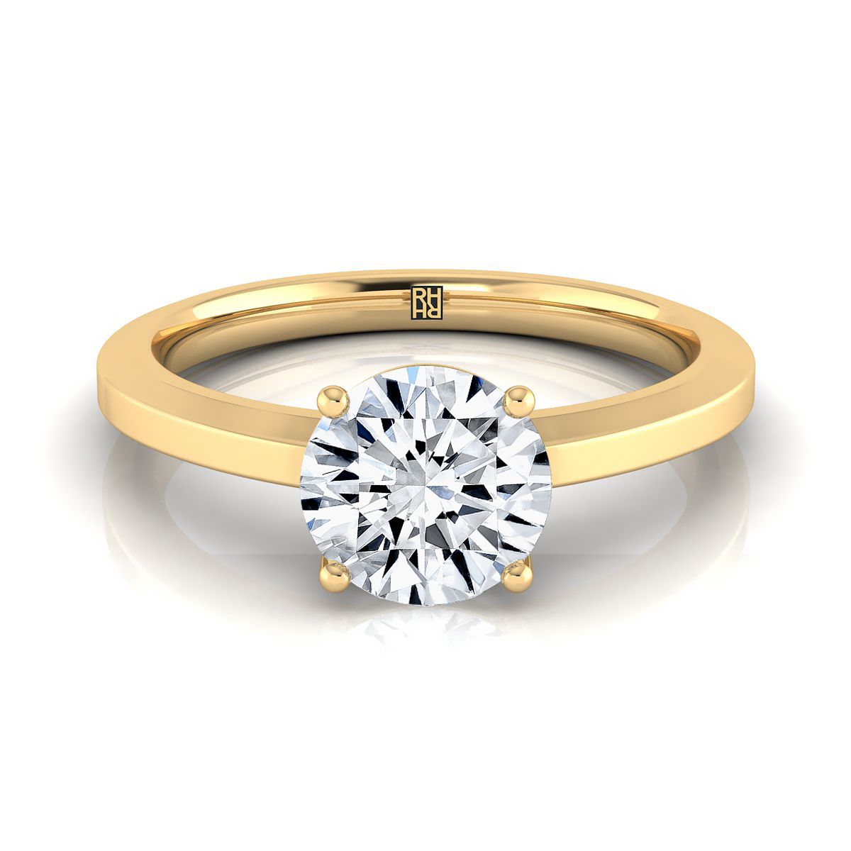 The Carmen round engagement ring setting in 18K Yellow Gold | RockHer