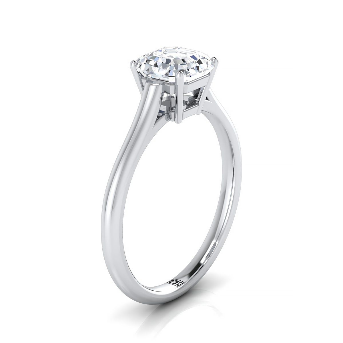Cathedral Comfort Fit Solitaire Cut styling on The Ellie asscher engagement ring setting | RockHer