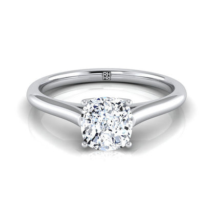 Cathedral Comfort Fit Solitaire Cushion, in 18K White Gold, prong setting | RockHer
