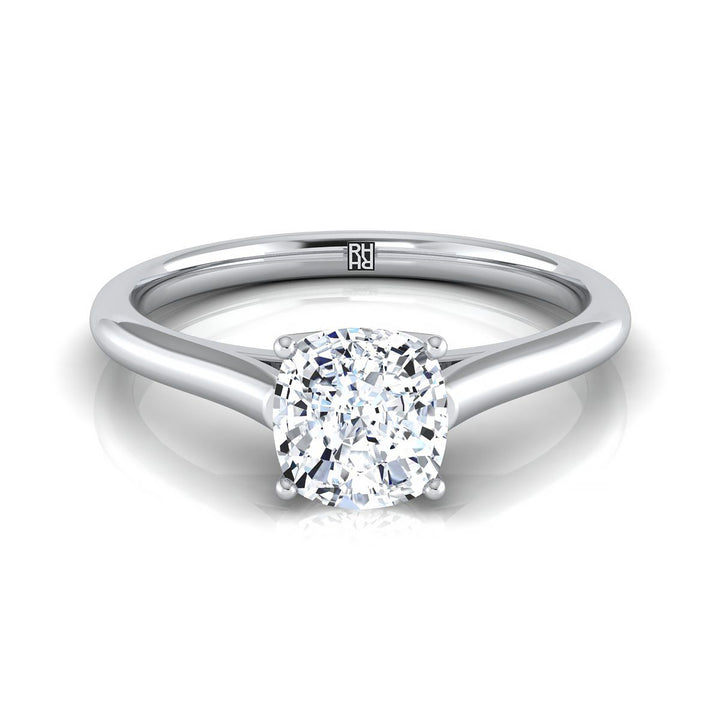 Cathedral Comfort Fit Solitaire Cushion, in Platinum, prong setting | RockHer