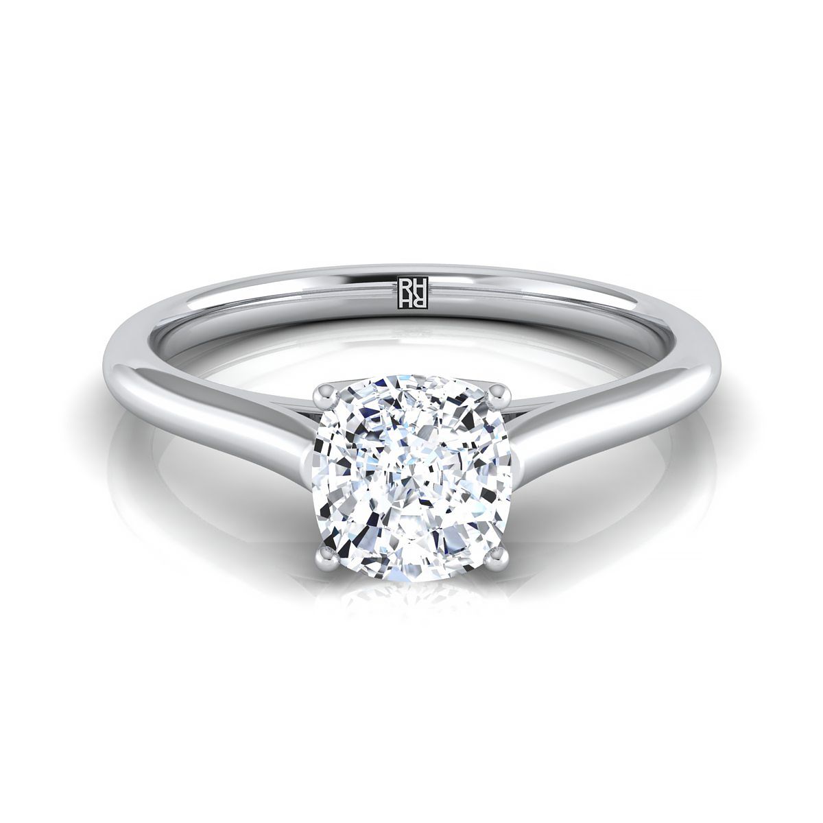 Ellie Select Solitaire Cushion Cut Lab Diamond Engagement Ring in Platinum | RockHer