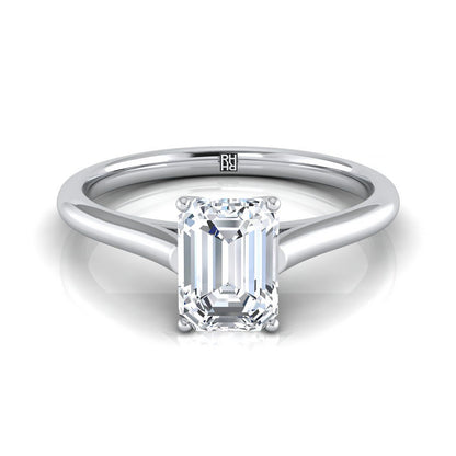 European Cut, Cathedral Comfort Fit Solitaire Emerald, in 18K White Gold, prong setting | RockHer