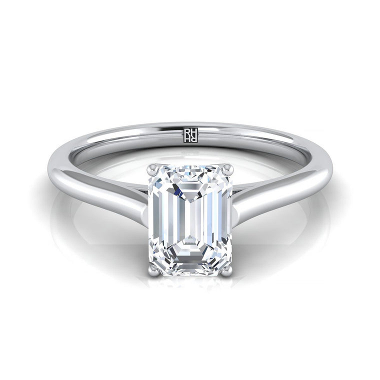 The Ellie Select Solitaire Emerald Cut Lab Diamond Engagement Ring in Platinum