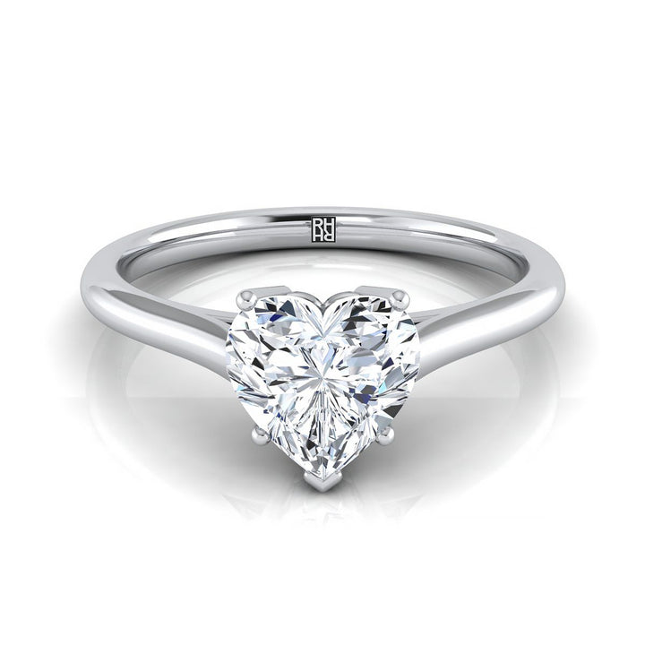 Cathedral Comfort Fit Solitaire Heart Shape, in Platinum, prong setting | RockHer