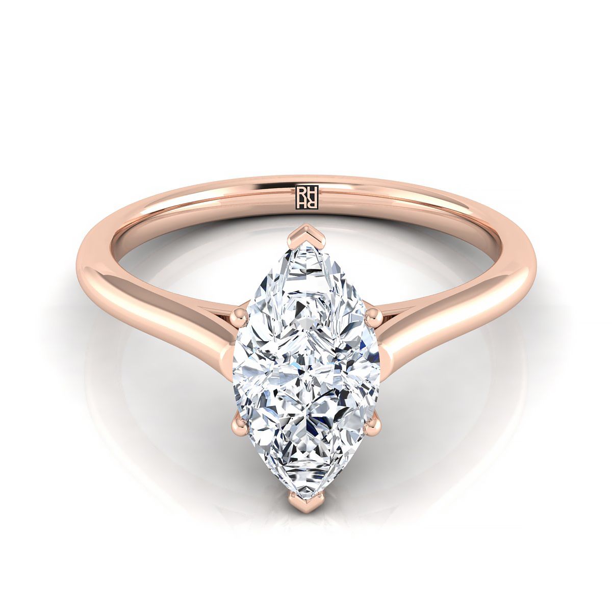 The Ellie marquise engagement ring setting in 14K Rose Gold | RockHer