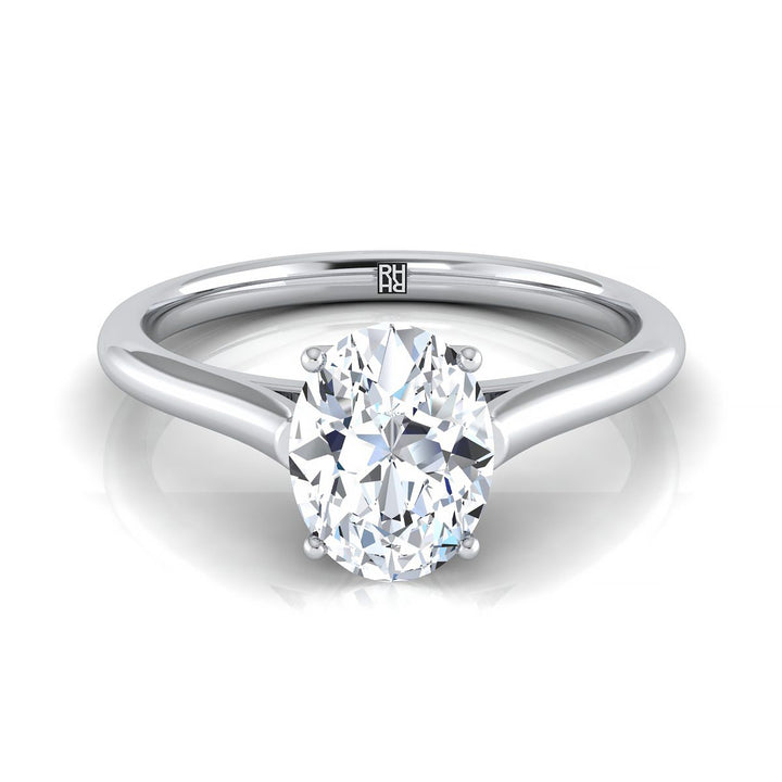 Cathedral Comfort Fit Solitaire Oval, in 18K White Gold, prong setting | RockHer