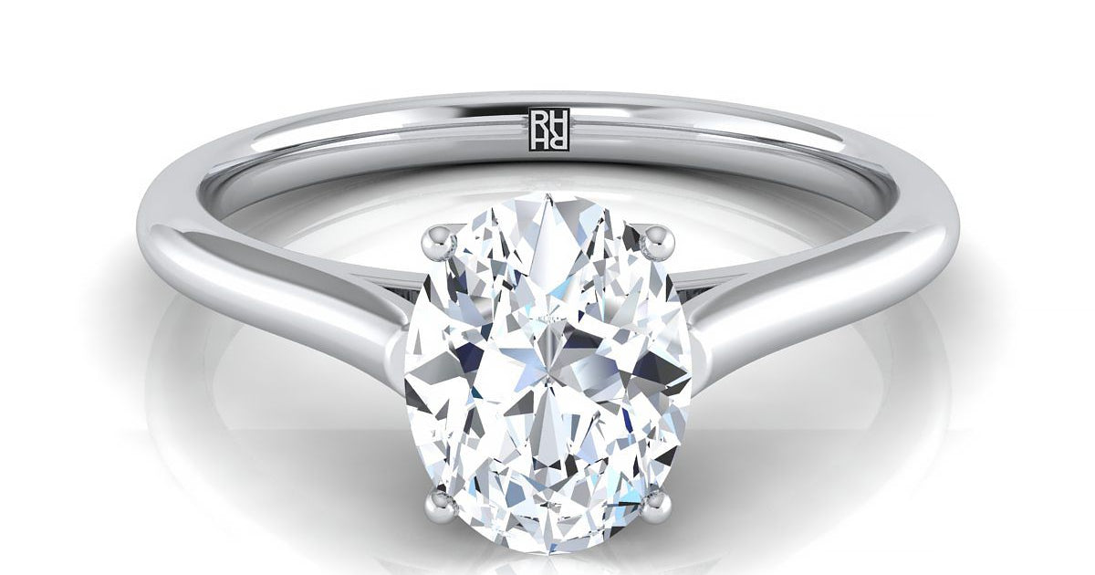Cathedral Comfort Fit Solitaire Oval in 18K White Gold Cathedral Comfort Fit Solitaire Oval in 18K White Gold