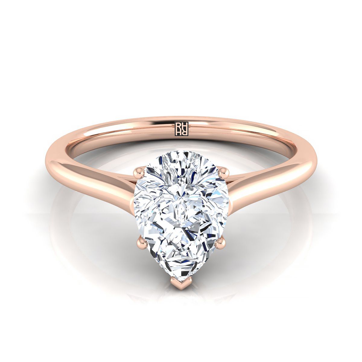 The Ellie pear engagement ring setting in 14K Rose Gold | RockHer