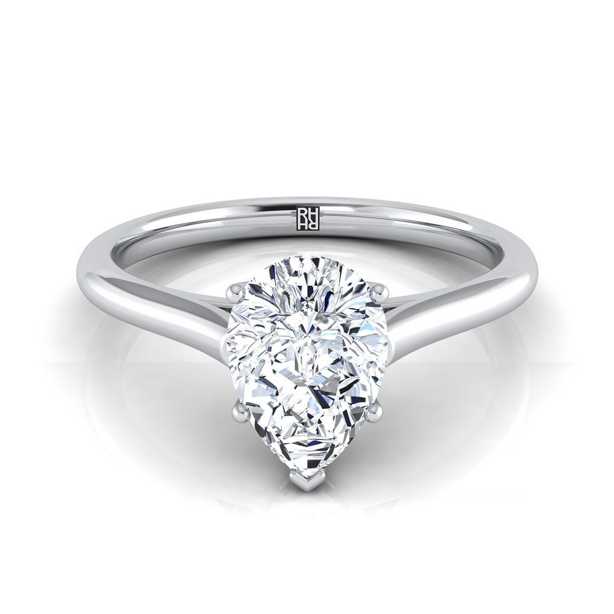 The Ellie pear engagement ring setting in 18K White Gold | RockHer