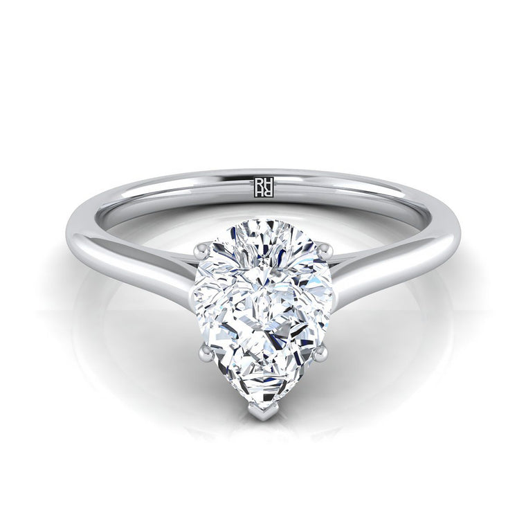 The Ellie Select Solitaire Pear Lab Diamond Engagement Ring in 18K White Gold