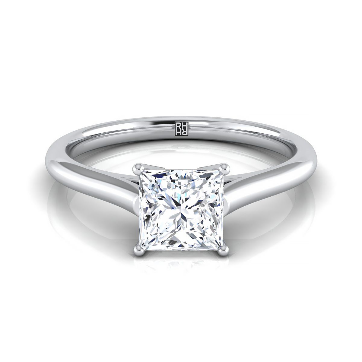 The Ellie princess engagement ring setting in 18K White Gold | RockHer