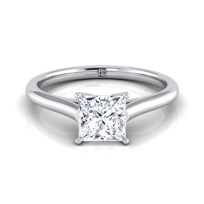 Cathedral Comfort Fit Solitaire Princess, in Platinum, prong setting | RockHer