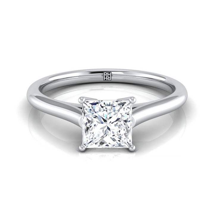 Cathedral Comfort Fit Solitaire Princess, in Platinum, prong setting | RockHer
