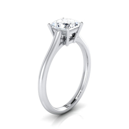 Cathedral Comfort Fit Solitaire Princess, in Platinum, prong setting – side profile | RockHer