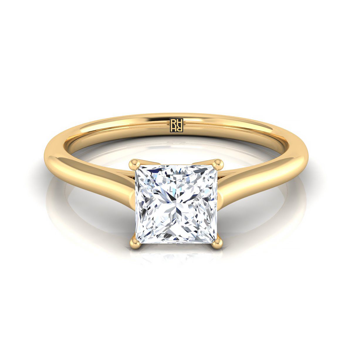 The Ellie princess engagement ring setting in 18K Yellow Gold | RockHer