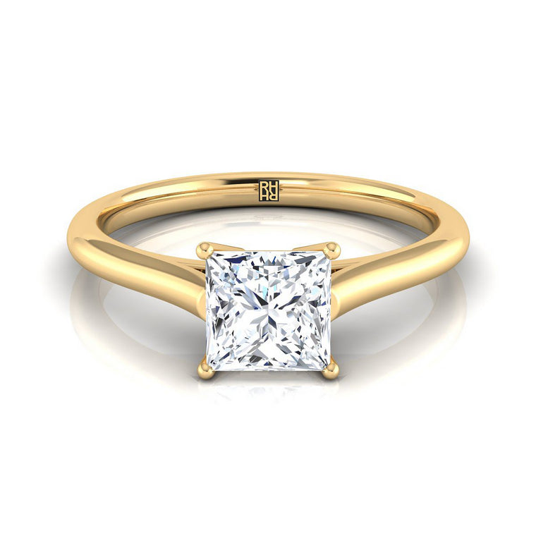 The Ellie Select Solitaire Princess Cut Lab Diamond Engagement Ring in 18K Yellow Gold