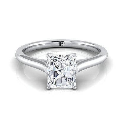 Cathedral Comfort Fit Solitaire Radiant, in 18K White Gold, prong setting | RockHer