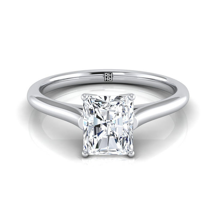 Cathedral Comfort Fit Solitaire Radiant, in 18K White Gold, prong setting | RockHer
